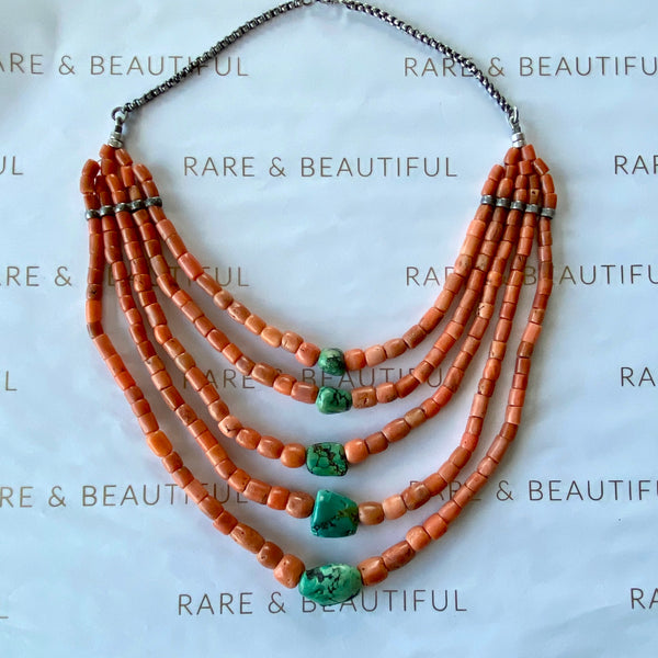 Tibetan coral and turquoise necklace-Tasmanian Jewellery and gemstones-Rare and Beautiful