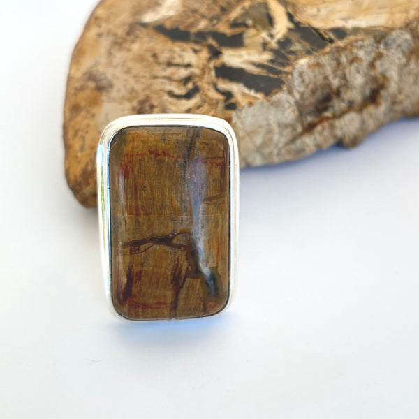 Lune River Fossil Wood Ring-Tasmanian Jewellery and gemstones-Rare and Beautiful