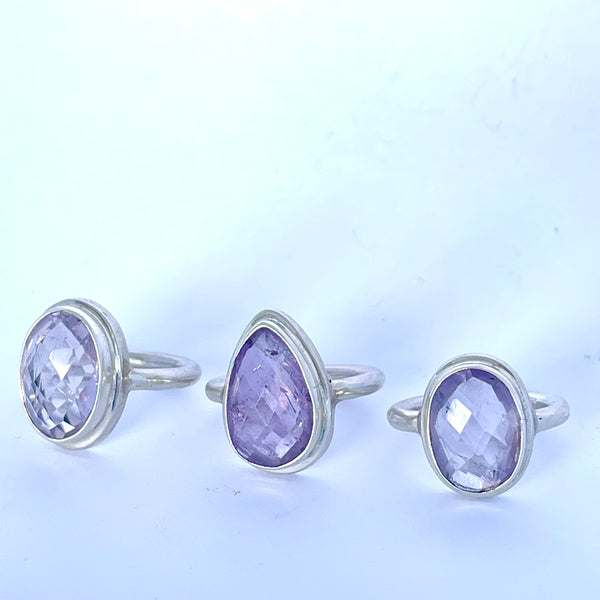 purple amethyst ring rose cut 
