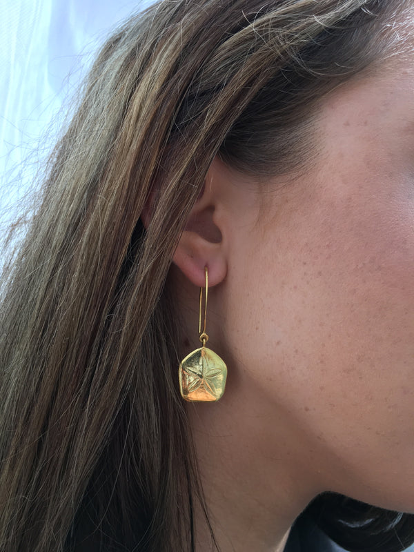 sand dollar earrings gold plate 