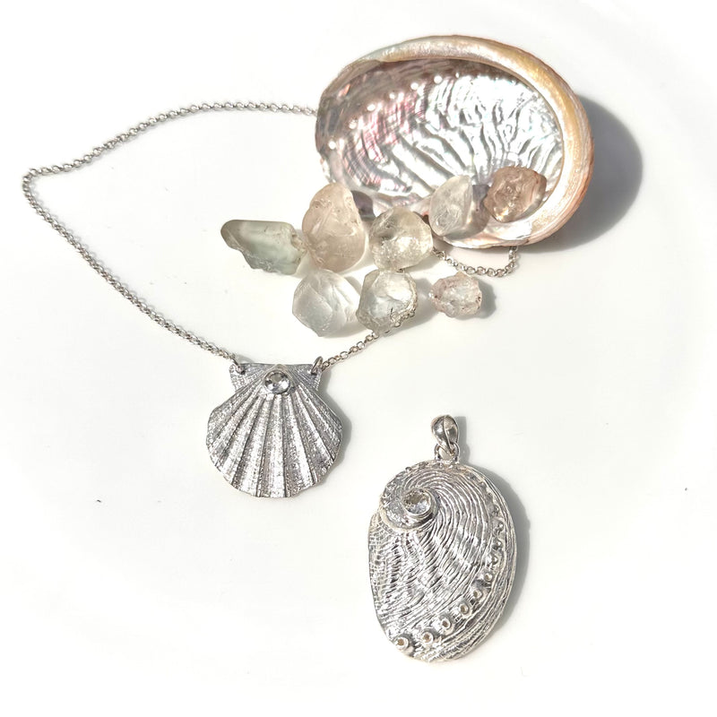 Scallop Necklace +Killiecrankie Diamond Topaz-Tasmanian Jewellery and gemstones-Rare and Beautiful