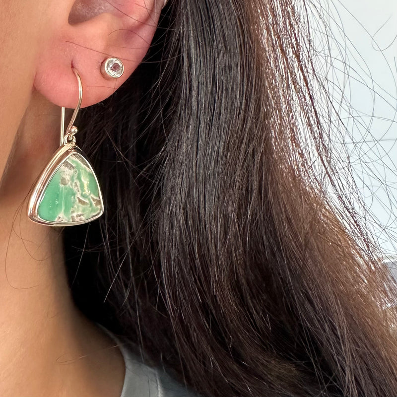 Variscite Drop Earrings-Tasmanian Jewellery and gemstones-Rare and Beautiful