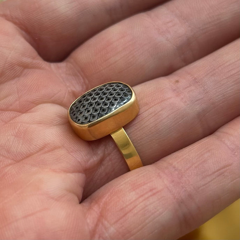 Solid gold snake skin stone ring-Tasmanian Jewellery and gemstones-Rare and Beautiful