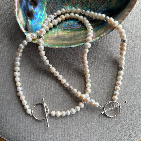 Rounded pearl necklace with sterling silver feature clasp-Tasmanian Jewellery and gemstones-Rare and Beautiful