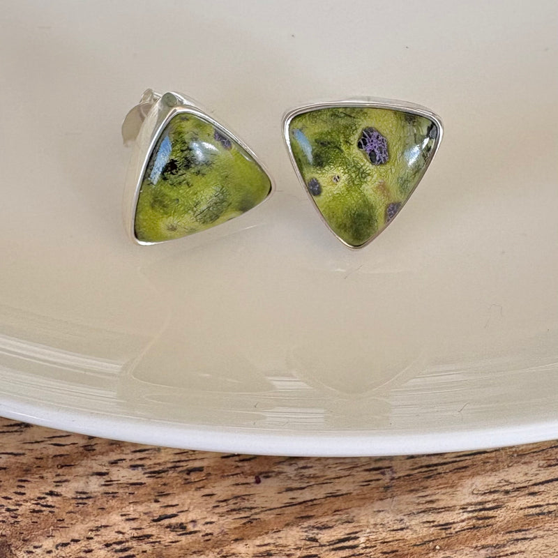 Stichtite and Serpentine studs-Tasmanian Jewellery and gemstones-Rare and Beautiful