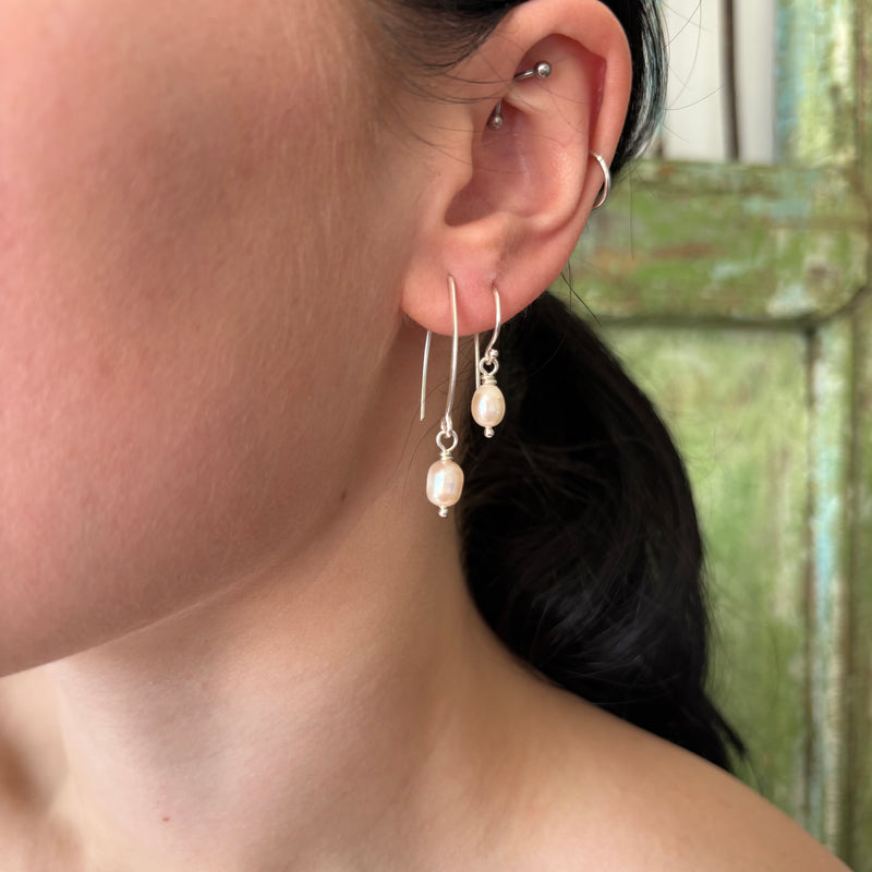 White pearl earrings-Tasmanian Jewellery and gemstones-Rare and Beautiful