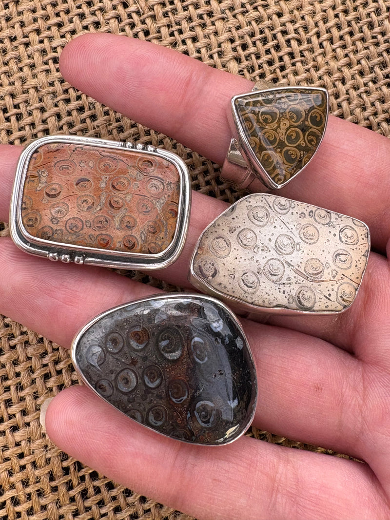 Fossil Tree Fern Ring.-Tasmanian Jewellery and gemstones-Rare and Beautiful