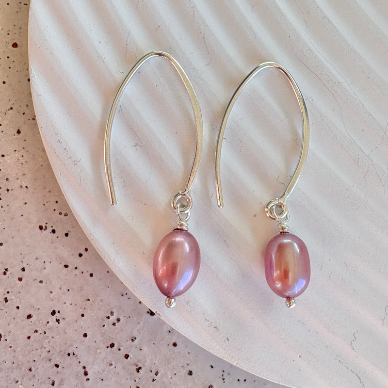 Pink pearl earrings-Tasmanian Jewellery and gemstones-Rare and Beautiful