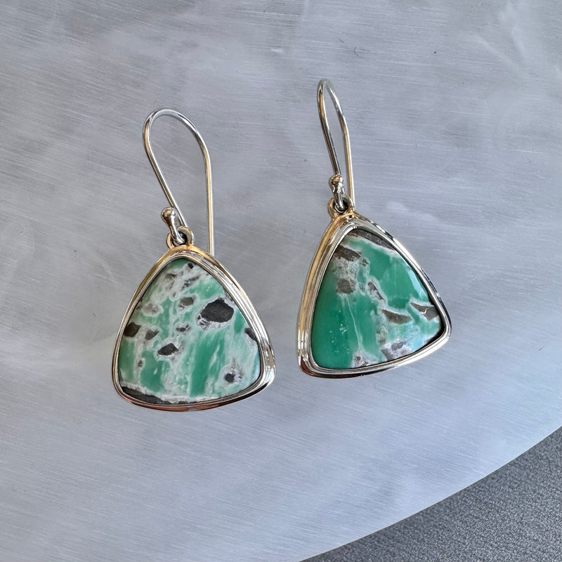 Variscite Drop Earrings-Tasmanian Jewellery and gemstones-Rare and Beautiful