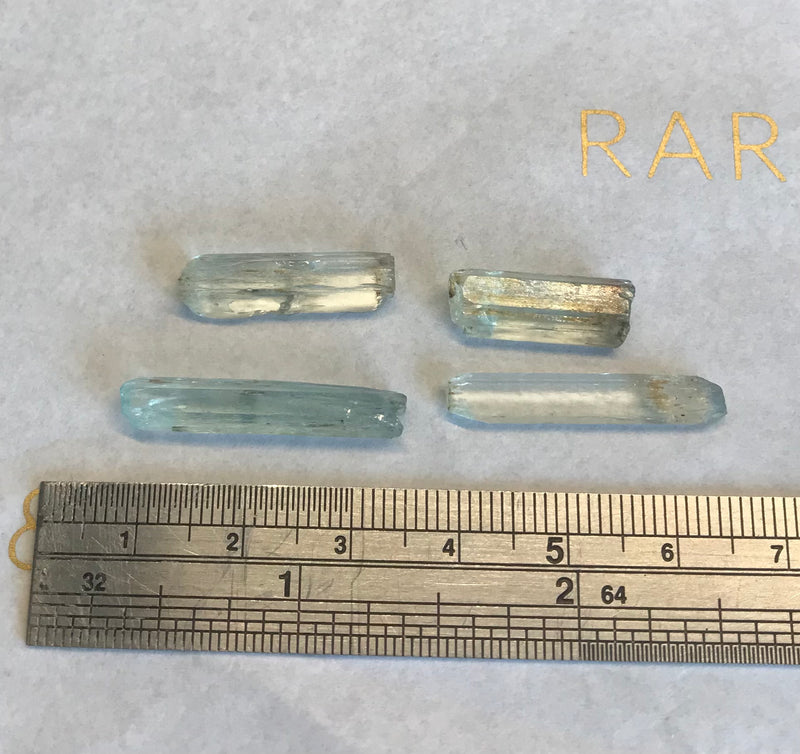 Etched Aquamarine Crystals x4-Tasmanian Jewellery and gemstones-Rare and Beautiful