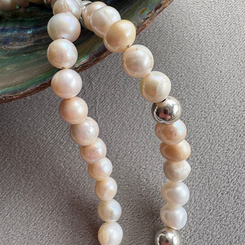 Rounded pearl necklace with sterling silver feature clasp-Tasmanian Jewellery and gemstones-Rare and Beautiful