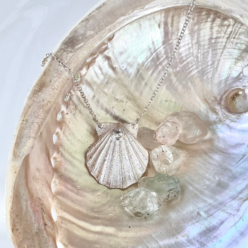 Scallop Necklace +Killiecrankie Diamond Topaz-Tasmanian Jewellery and gemstones-Rare and Beautiful