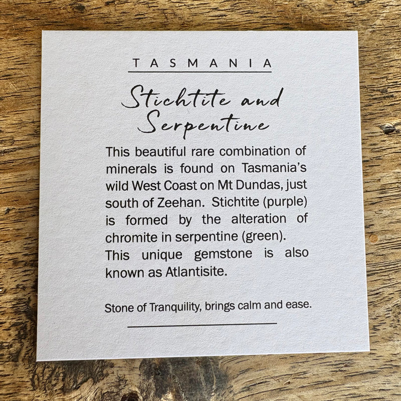Stichtite and Serpentine studs-Tasmanian Jewellery and gemstones-Rare and Beautiful