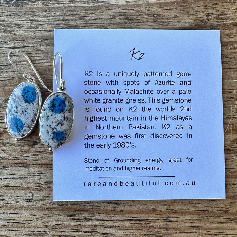 K2 Oval Drop Earrings-Tasmanian Jewellery and gemstones-Rare and Beautiful