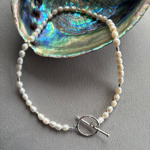 Oval pearl necklace with sterling silver feature clasp-Tasmanian Jewellery and gemstones-Rare and Beautiful