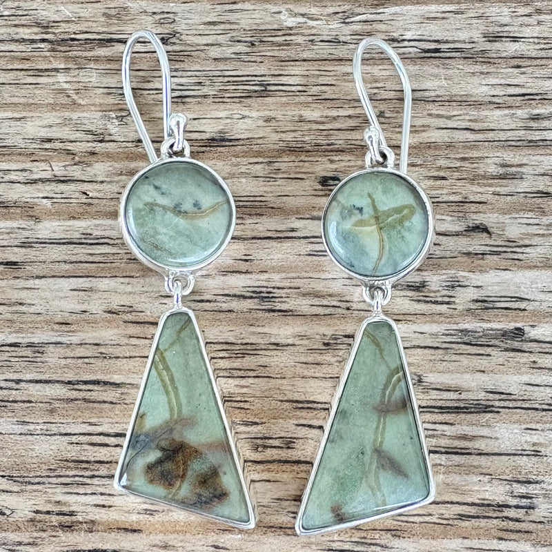Two stone Jade drop earrings-Tasmanian Jewellery and gemstones-Rare and Beautiful
