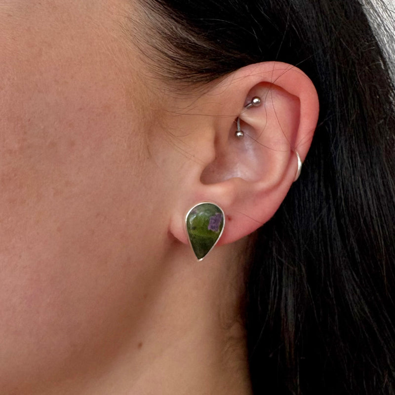 Stichtite and Serpentine studs-Tasmanian Jewellery and gemstones-Rare and Beautiful