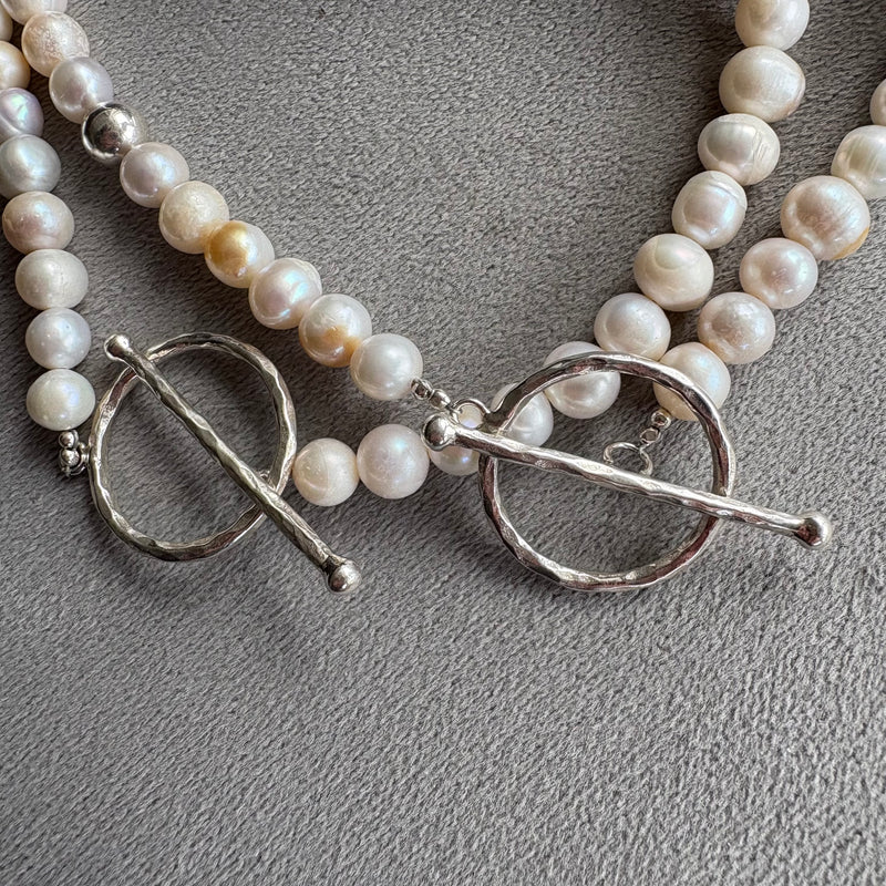 Rounded pearl necklace with sterling silver feature clasp-Tasmanian Jewellery and gemstones-Rare and Beautiful