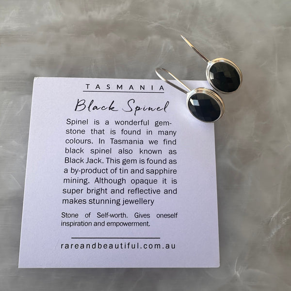 Black Spinel Drop Earrings-Tasmanian Jewellery and gemstones-Rare and Beautiful