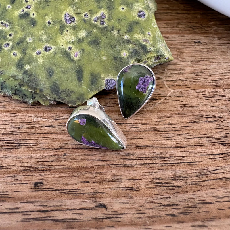 Stichtite and Serpentine studs-Tasmanian Jewellery and gemstones-Rare and Beautiful