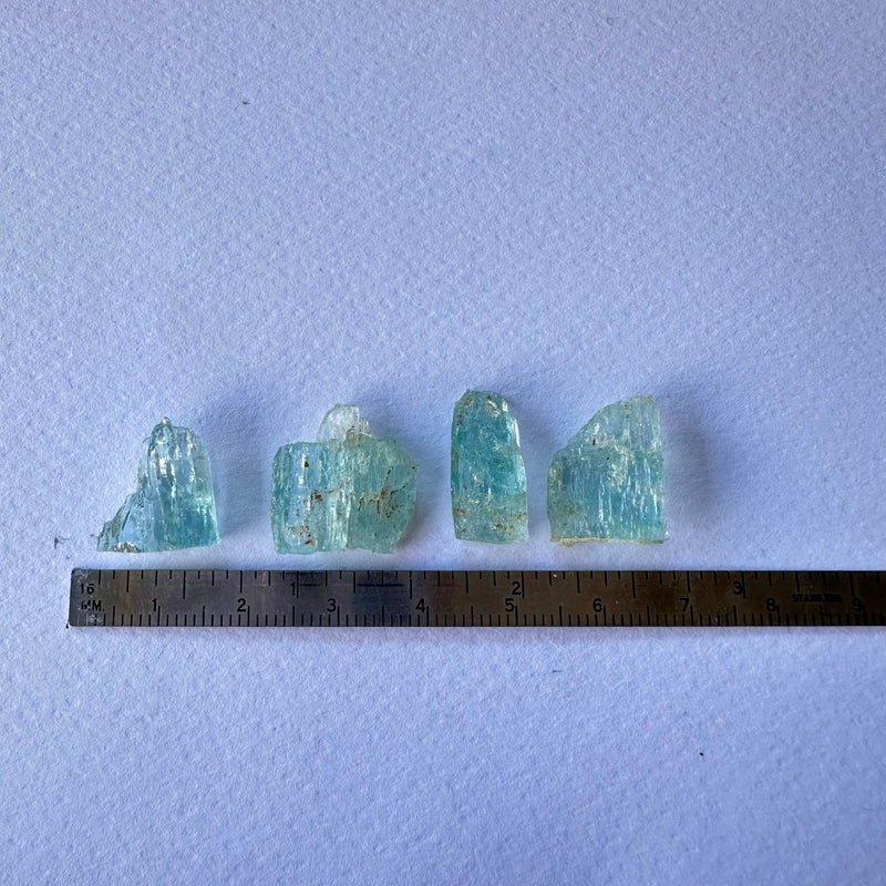 Etched Aquamarine Crystals x4-Tasmanian Jewellery and gemstones-Rare and Beautiful