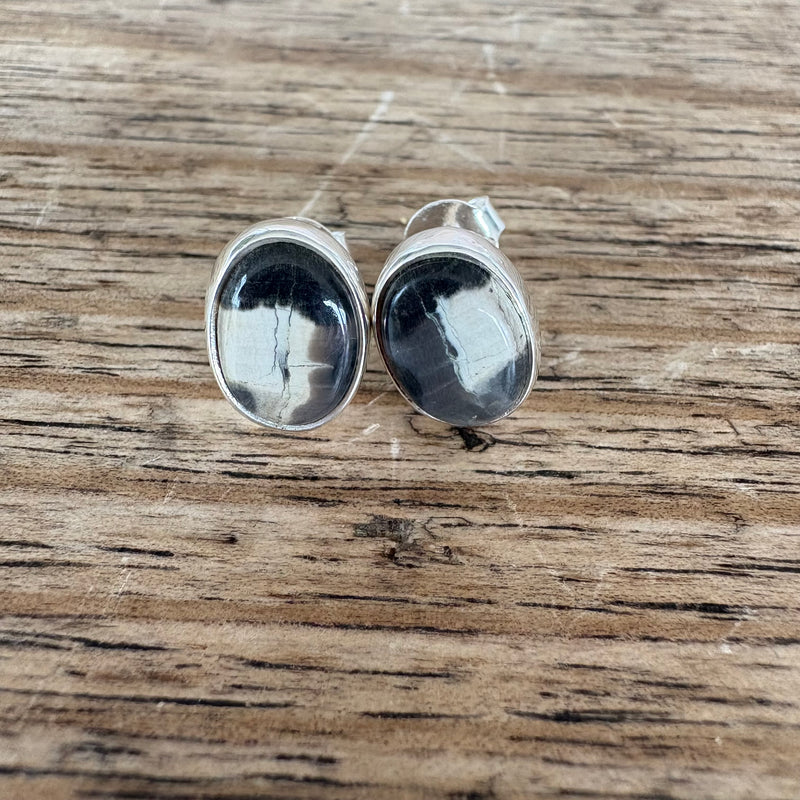 Petite Fossil Wood Studs-Tasmanian Jewellery and gemstones-Rare and Beautiful