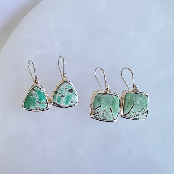 Variscite Drop Earrings-Tasmanian Jewellery and gemstones-Rare and Beautiful