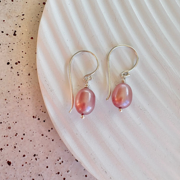 Pink pearl earrings-Tasmanian Jewellery and gemstones-Rare and Beautiful