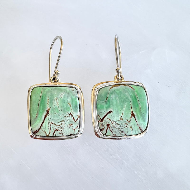 Variscite Drop Earrings-Tasmanian Jewellery and gemstones-Rare and Beautiful