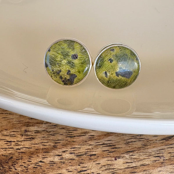 Stichtite and Serpentine studs-Tasmanian Jewellery and gemstones-Rare and Beautiful