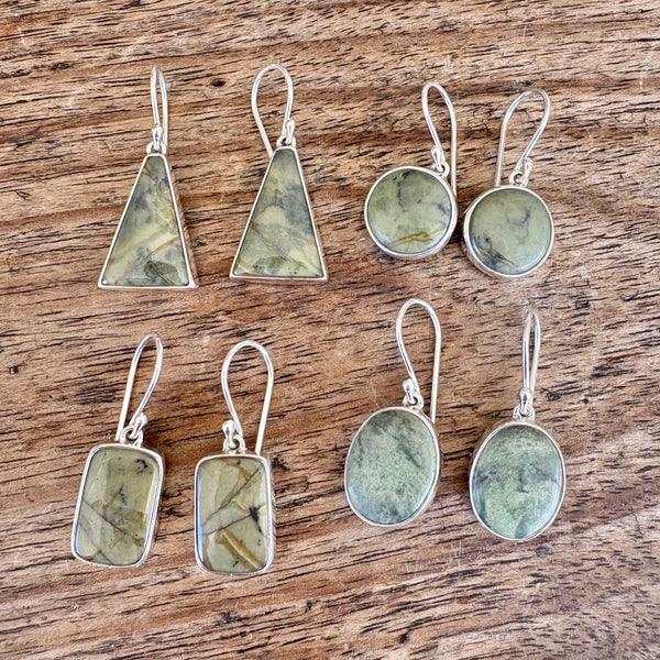 Jade drop earrings-Tasmanian Jewellery and gemstones-Rare and Beautiful
