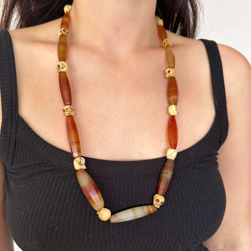 Carnelian and Bone Necklace-Tasmanian Jewellery and gemstones-Rare and Beautiful