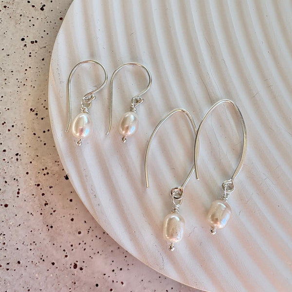 White pearl earrings-Tasmanian Jewellery and gemstones-Rare and Beautiful