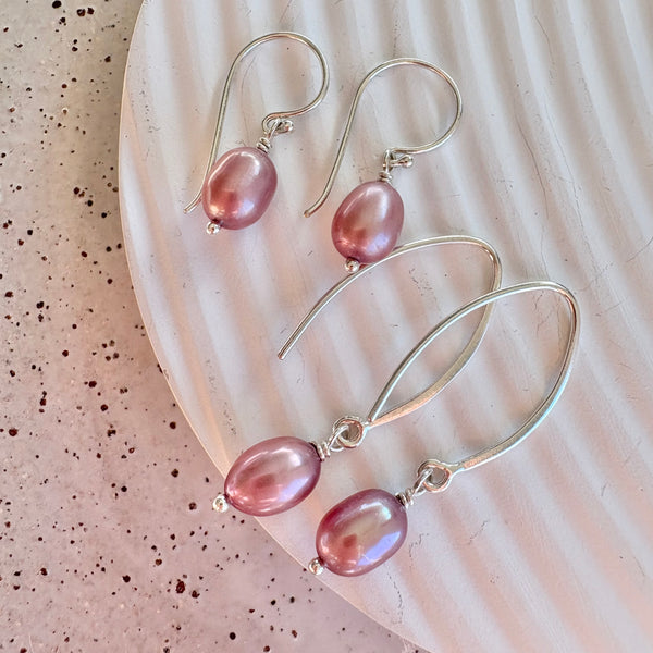 Pink pearl earrings-Tasmanian Jewellery and gemstones-Rare and Beautiful