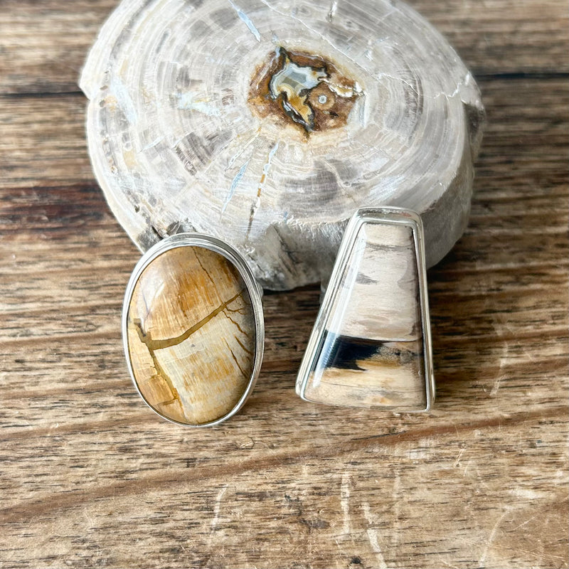 Statement Fossil Wood Rings-Tasmanian Jewellery and gemstones-Rare and Beautiful