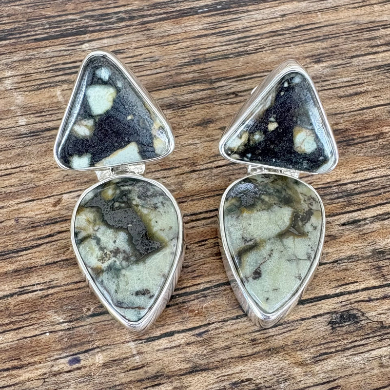 Two stone Jade studs-Tasmanian Jewellery and gemstones-Rare and Beautiful