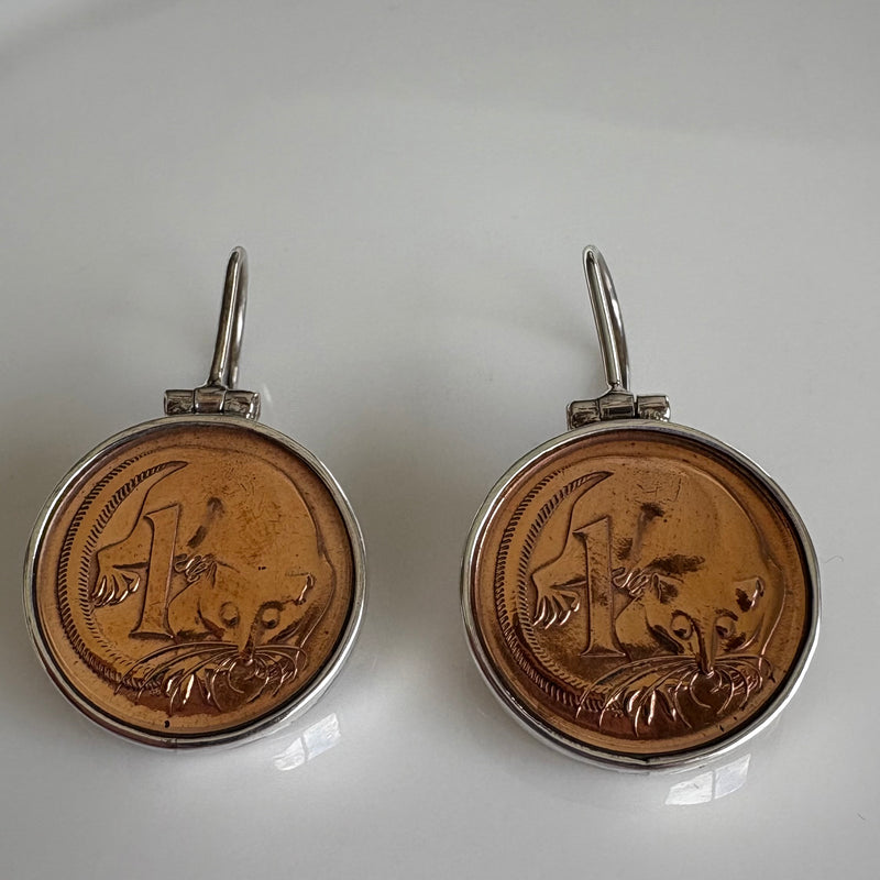 One cent coin earrings-Tasmanian Jewellery and gemstones-Rare and Beautiful