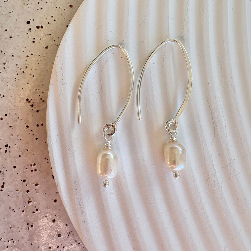 White pearl earrings-Tasmanian Jewellery and gemstones-Rare and Beautiful
