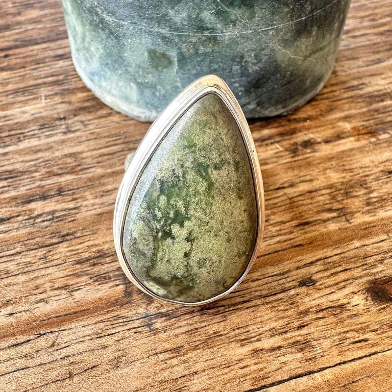 Tasmanian Jade Drop Ring-Tasmanian Jewellery and gemstones-Rare and Beautiful