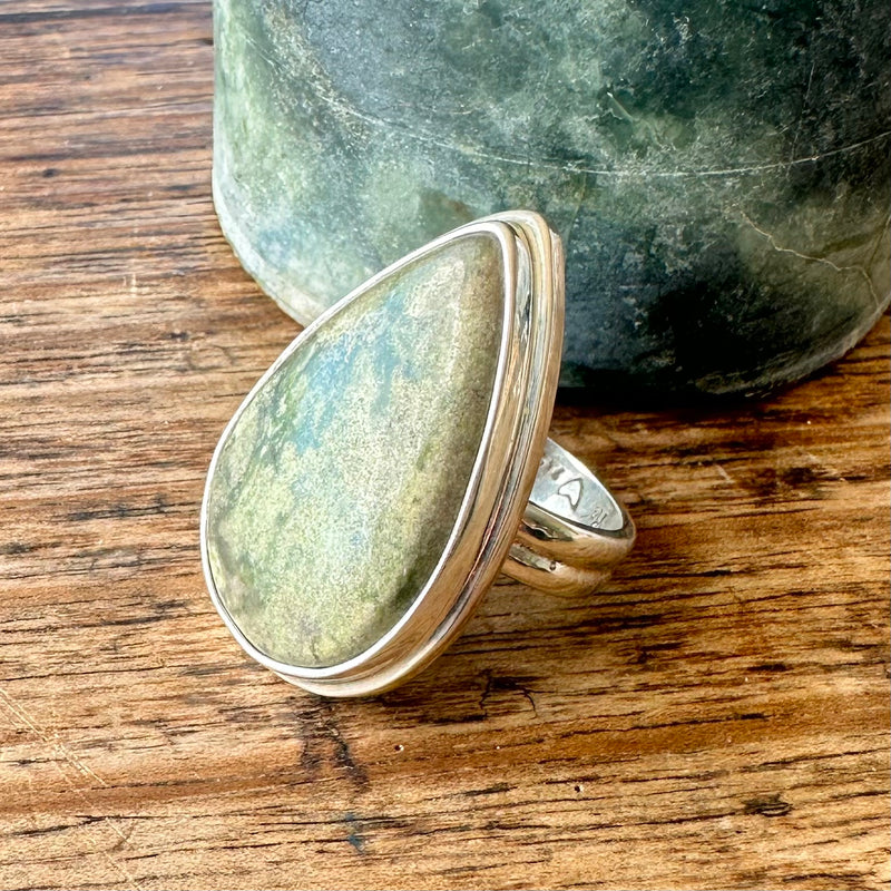 Tasmanian Jade Drop Ring-Tasmanian Jewellery and gemstones-Rare and Beautiful