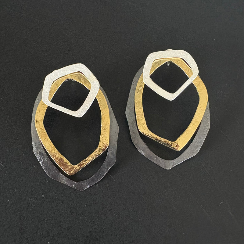 Geo triple earring-Tasmanian Jewellery and gemstones-Rare and Beautiful