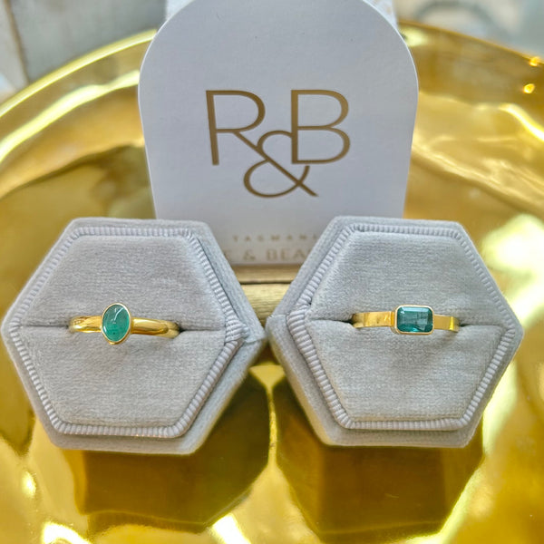 Solid Gold Emerald Rings-Tasmanian Jewellery and gemstones-Rare and Beautiful