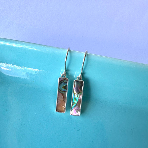 Subtle Rectangle Paua Earrings-Tasmanian Jewellery and gemstones-Rare and Beautiful