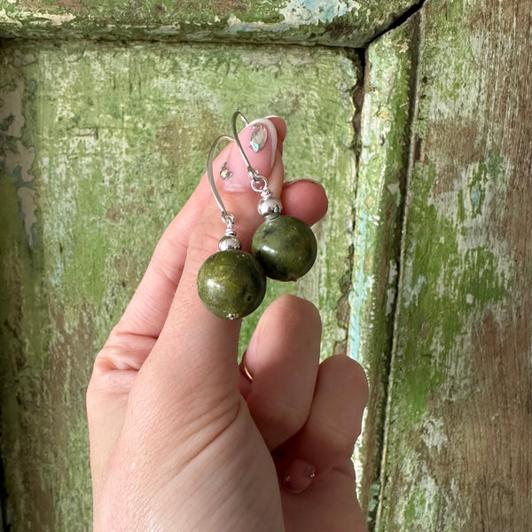 Stichtite and Serpentine long Hook earrings-Tasmanian Jewellery and gemstones-Rare and Beautiful