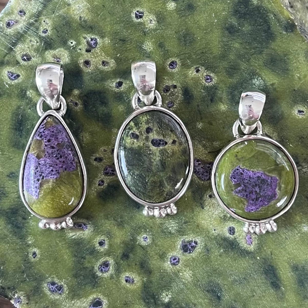 Stichtite and Serpentine petite pendants-Tasmanian Jewellery and gemstones-Rare and Beautiful