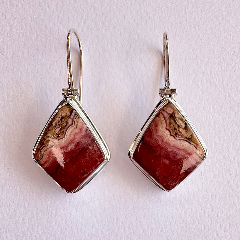 Rhodochrosite Earrings-Tasmanian Jewellery and gemstones-Rare and Beautiful