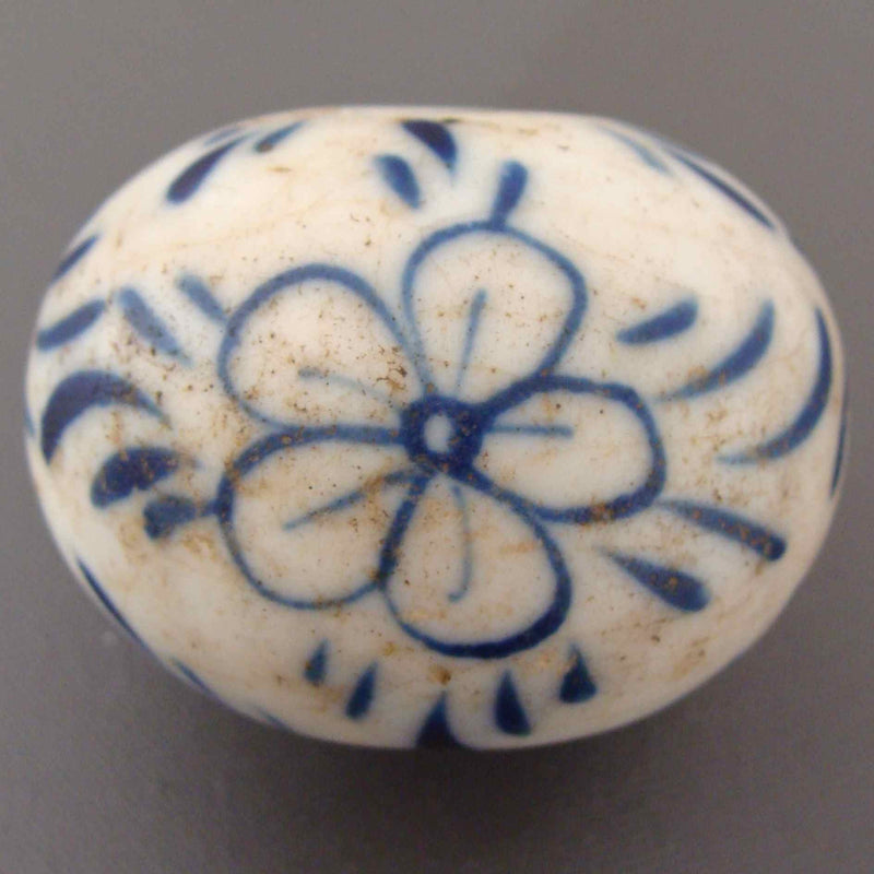 Large Antique Blue and White Porcelain Bead-Tasmanian Jewellery and gemstones-Rare and Beautiful