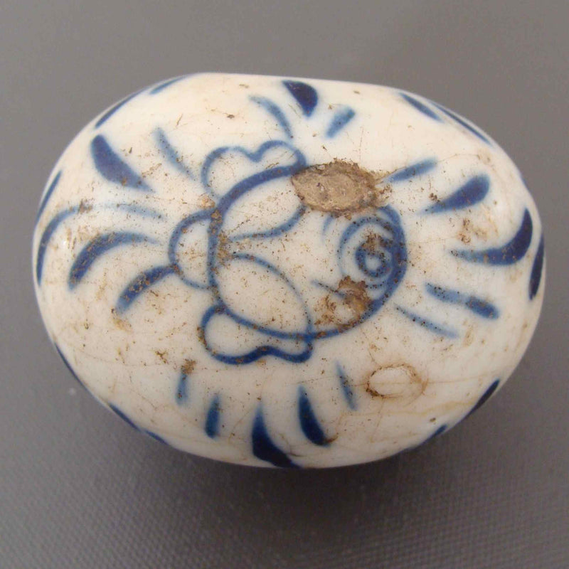 Large Antique Blue and White Porcelain Bead-Tasmanian Jewellery and gemstones-Rare and Beautiful