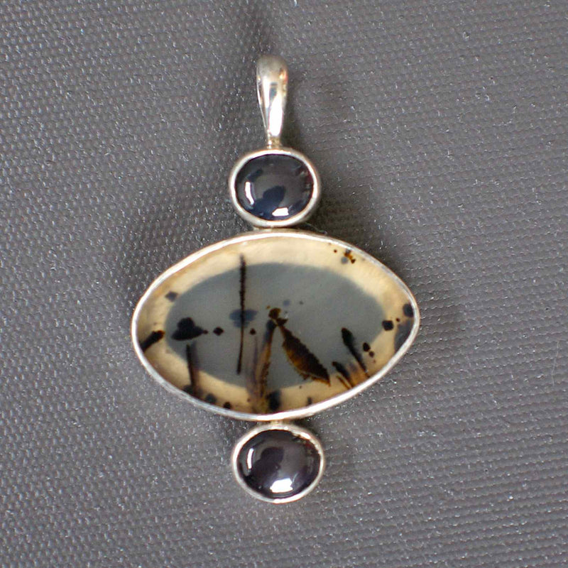 Silver Pendant with Agate and Star Spinel-Tasmanian Jewellery and gemstones-Rare and Beautiful