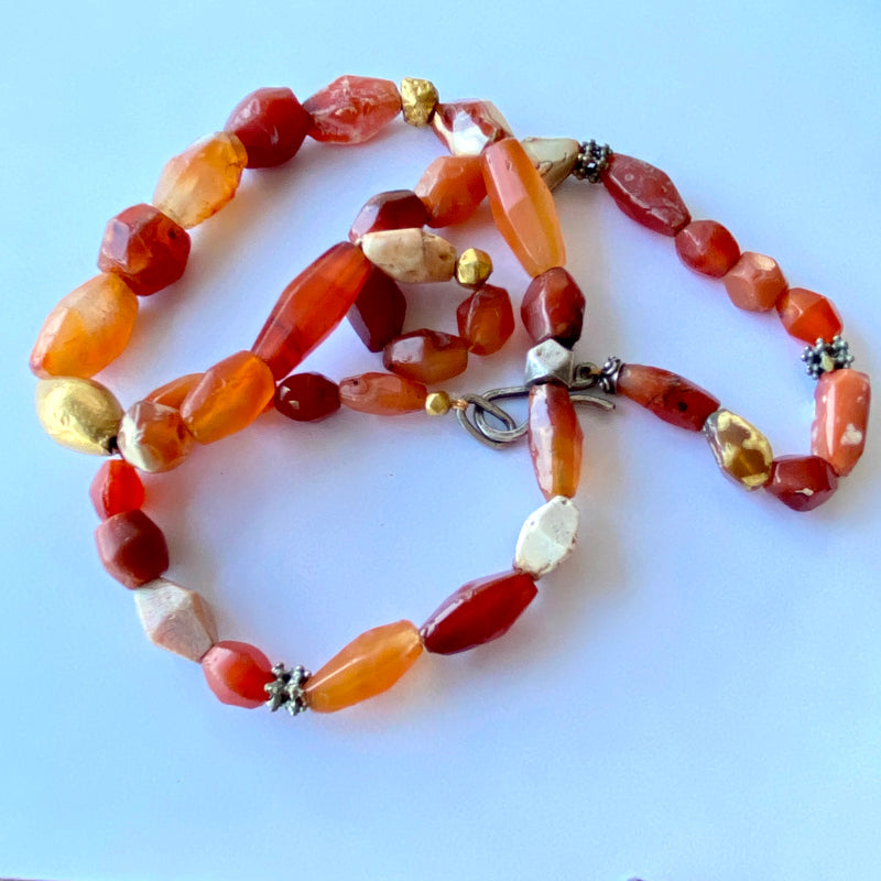 Ancient and antique carnelian and gold necklace-Tasmanian Jewellery and gemstones-Rare and Beautiful